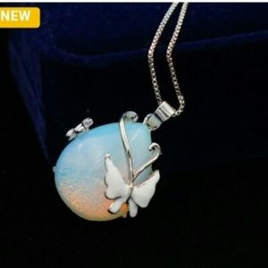 White Opal w/ 18kt gf and sterling chain